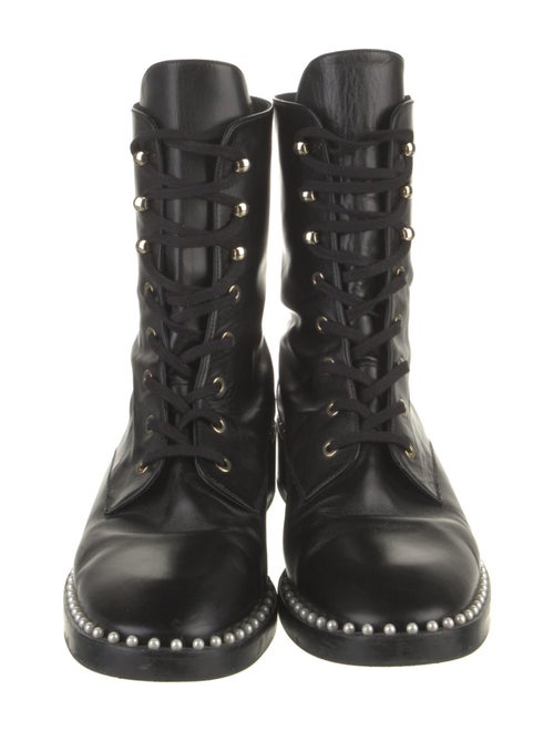Stuart Weitzman Leather Studded Accents Combat Boots