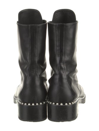 Stuart Weitzman Leather Studded Accents Combat Boots