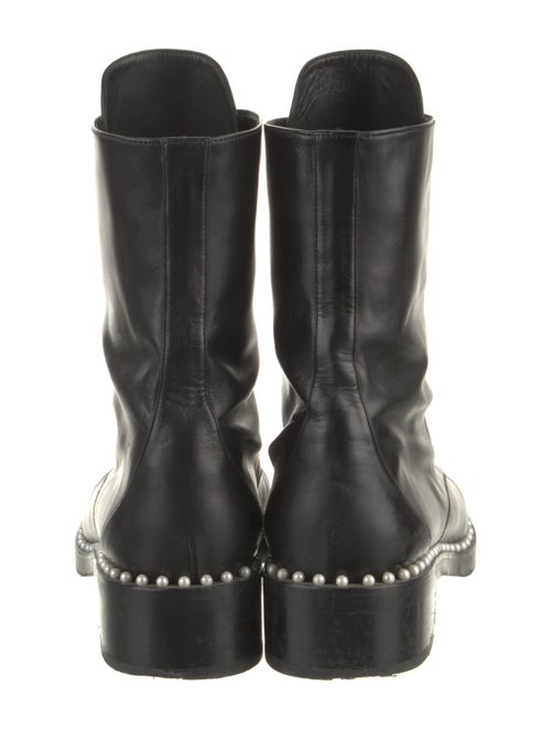 Stuart Weitzman Leather Studded Accents Combat Boots