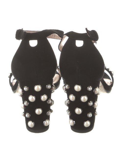 Stuart Weitzman Suede Beaded Accents Sandals