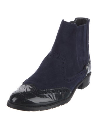 Stuart Weitzman Suede Lasercut Accents Chelsea Boots