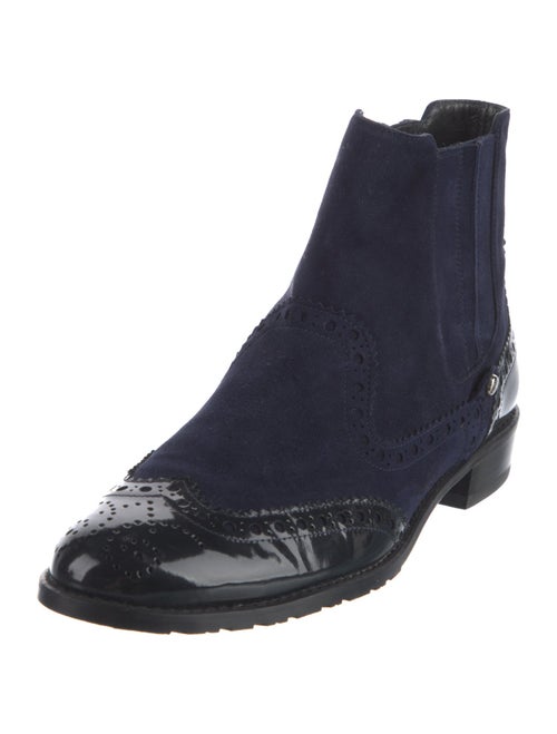 Stuart Weitzman Suede Lasercut Accents Chelsea Boots