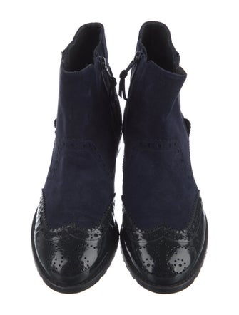 Stuart Weitzman Suede Lasercut Accents Chelsea Boots