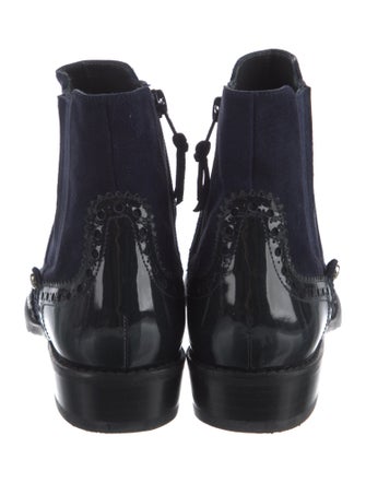 Stuart Weitzman Suede Lasercut Accents Chelsea Boots