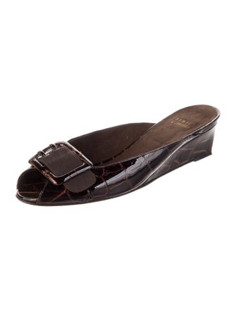 Stuart Weitzman Leather Printed Mules