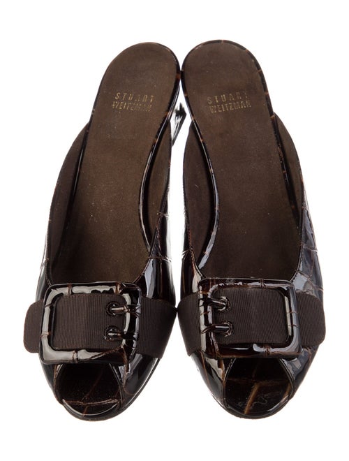 Stuart Weitzman Leather Printed Mules