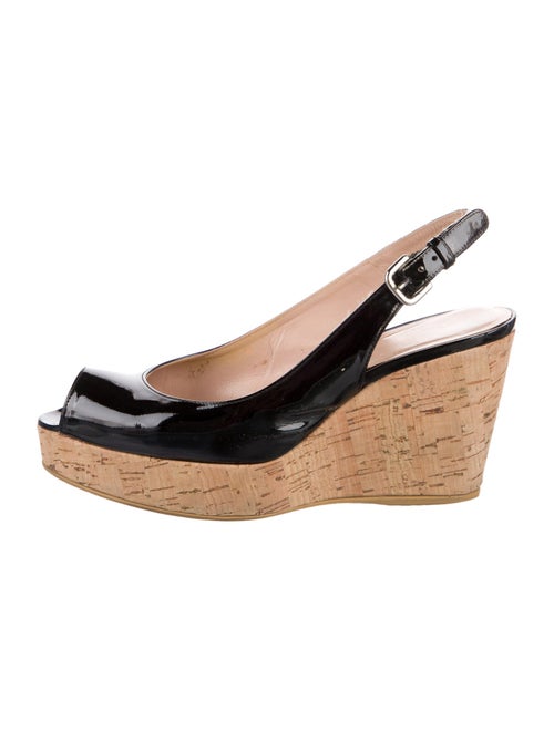 Stuart Weitzman Patent Leather Colorblock Pattern Slingback Pumps