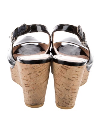 Stuart Weitzman Patent Leather Colorblock Pattern Slingback Pumps