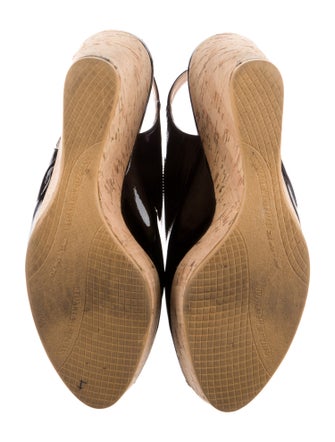 Stuart Weitzman Patent Leather Colorblock Pattern Slingback Pumps