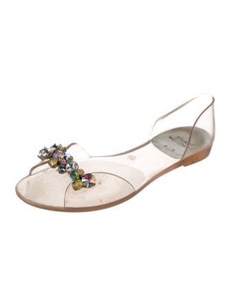 Stuart Weitzman Rubber Crystal Embellishments Sandals