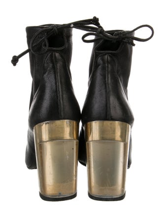 Stuart Weitzman Leather Colorblock Pattern Lace-Up Boots