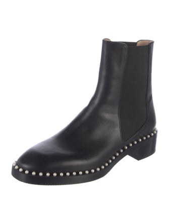 Stuart Weitzman Faux Pearl Accents Leather Chelsea Boots