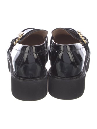 Stuart Weitzman Patent Leather Crystal Embellishments Loafers