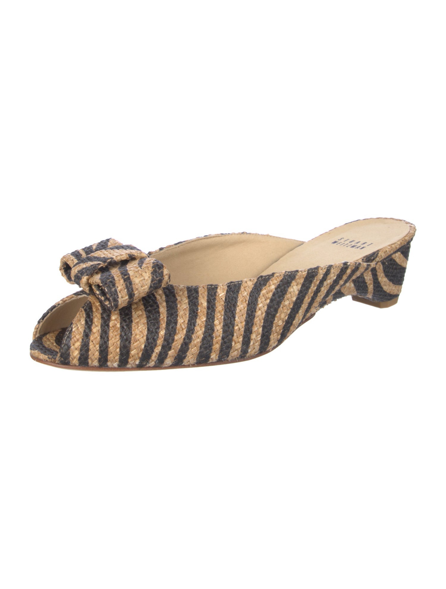 Stuart Weitzman Raffia Striped Mules w/ Tags