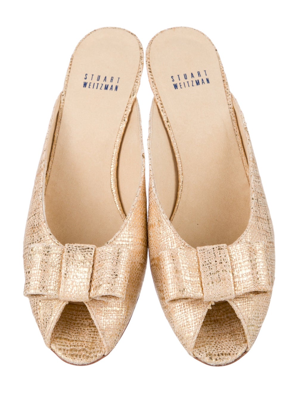Stuart Weitzman Mules Neutrals Peep-Toes with Bow… - image 3