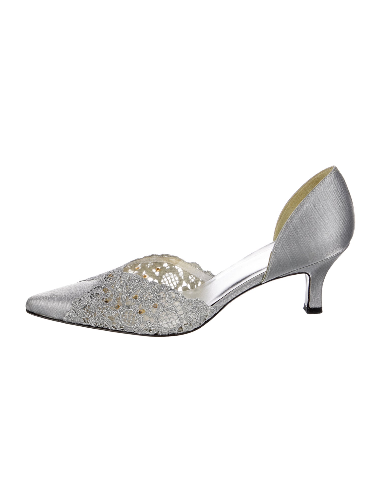 Stuart Weitzman Satin Crystal Embellishments D'Orsay Pumps