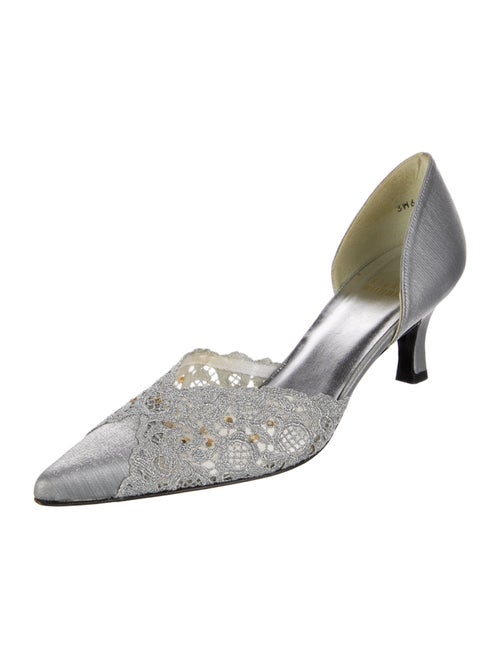 Stuart Weitzman Satin Crystal Embellishments D'Orsay Pumps