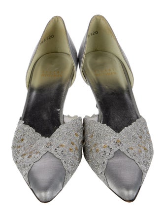 Stuart Weitzman Satin Crystal Embellishments D'Orsay Pumps