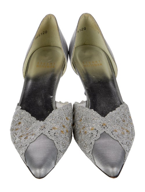 Stuart Weitzman Satin Crystal Embellishments D'Orsay Pumps