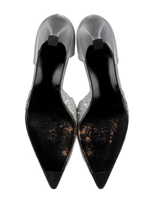 Stuart Weitzman Satin Crystal Embellishments D'Orsay Pumps