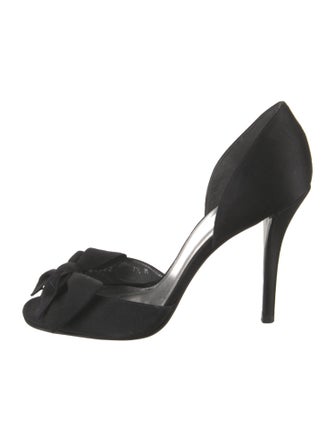 Stuart Weitzman Satin Bow Accents D'Orsay Pumps