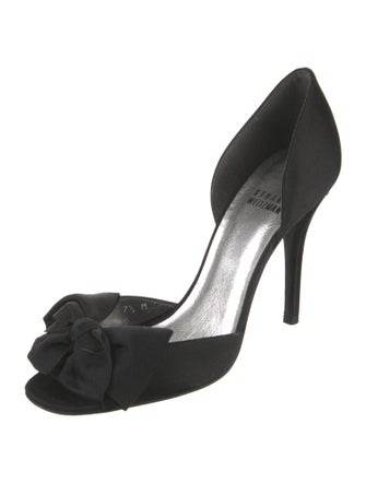 Stuart Weitzman Satin Bow Accents D'Orsay Pumps