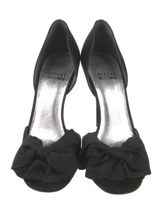 Stuart Weitzman Satin Bow Accents D'Orsay Pumps