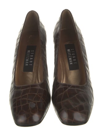 Stuart Weitzman Embossed Leather Animal Print Pumps