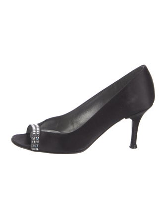 Stuart Weitzman Satin Crystal Embellishments Pumps