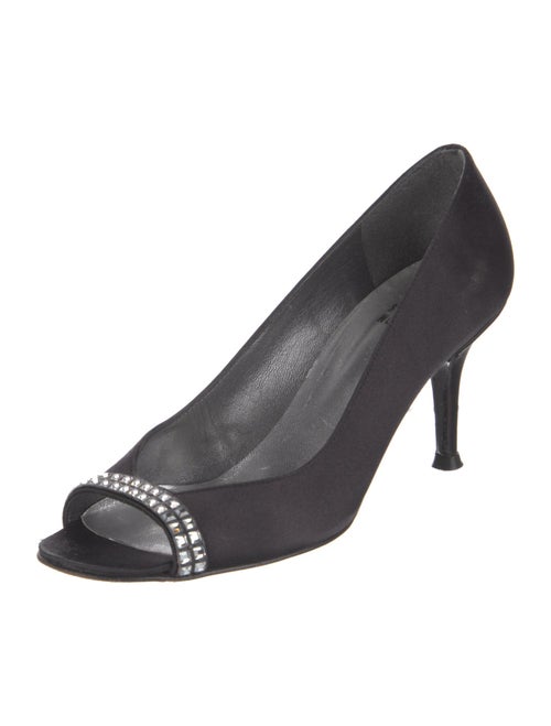 Stuart Weitzman Satin Crystal Embellishments Pumps