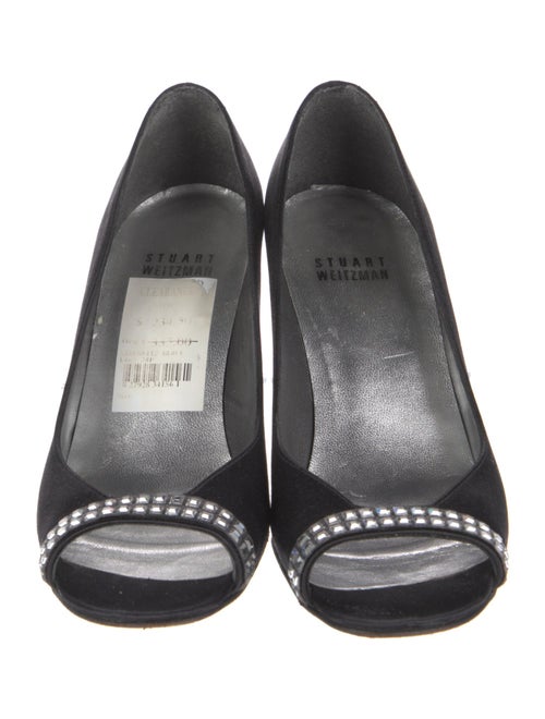 Stuart Weitzman Satin Crystal Embellishments Pumps