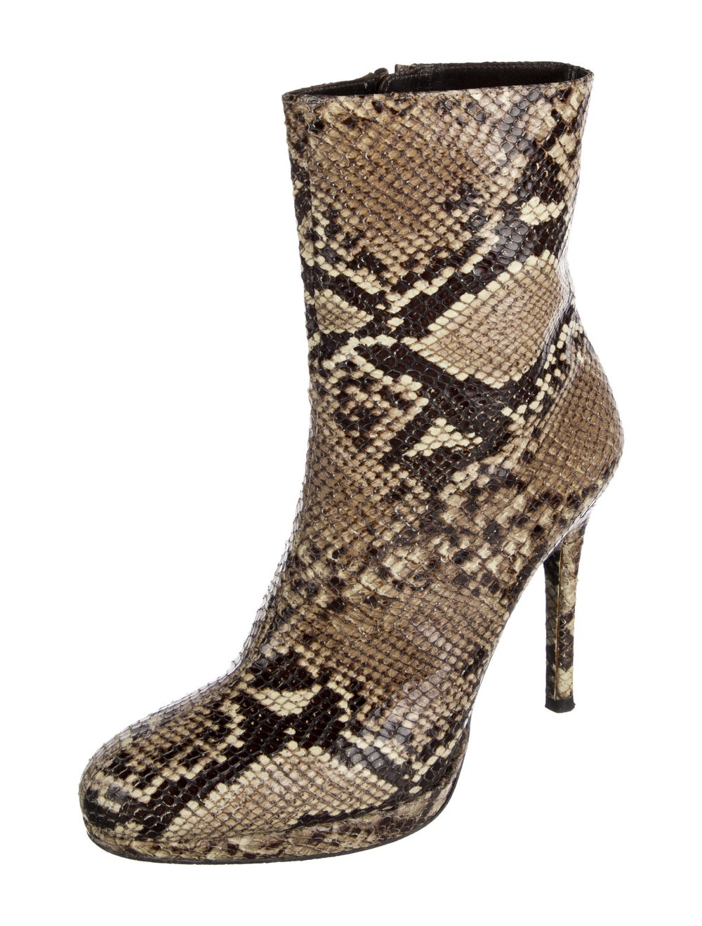 Stuart Weitzman Embossed Leather Ankle Boots Neut… - image 2