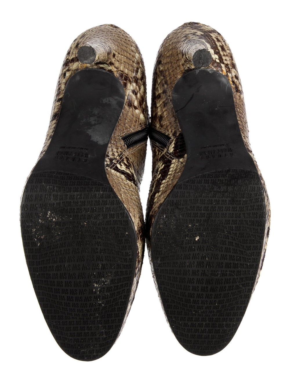 Stuart Weitzman Embossed Leather Ankle Boots Neut… - image 5