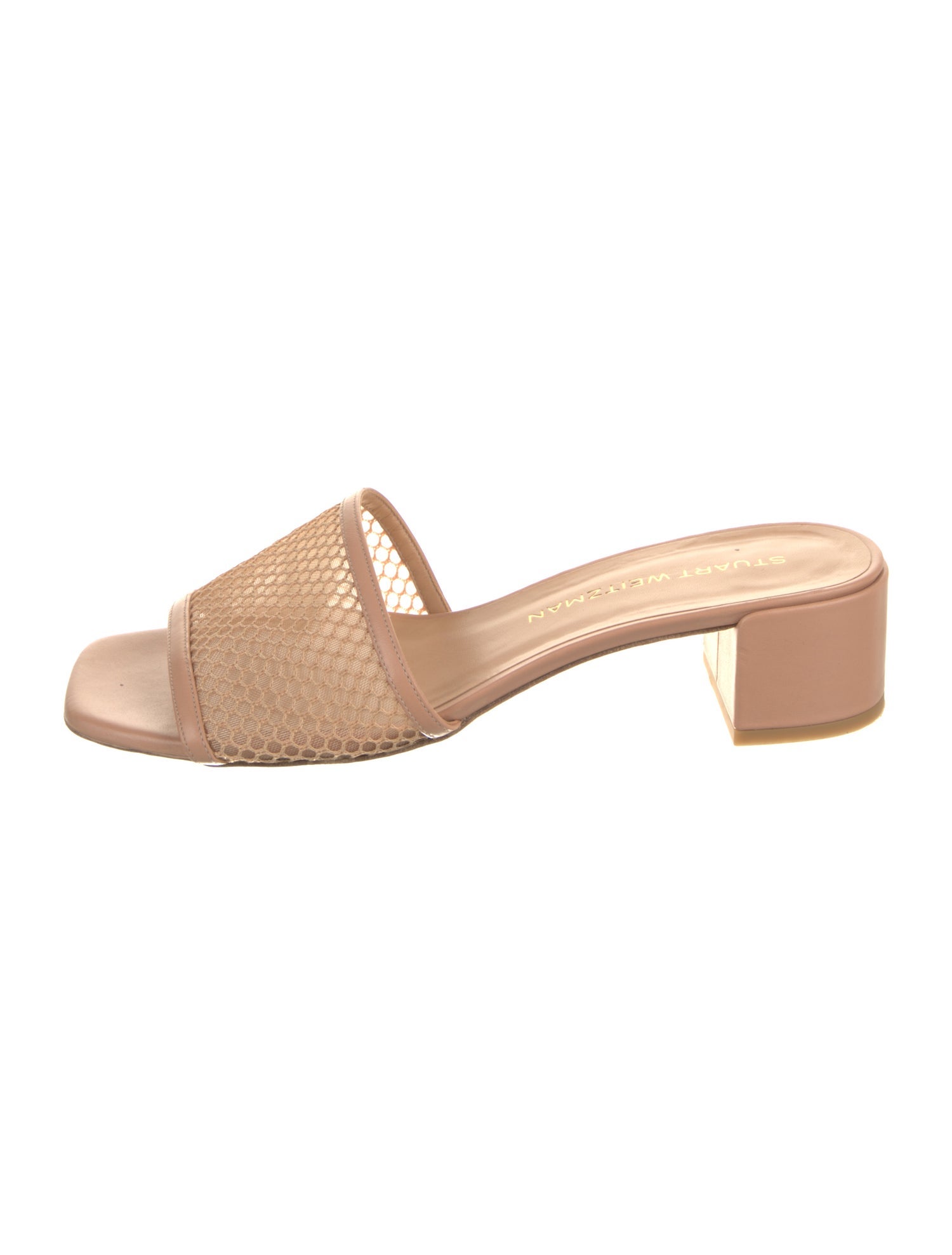 Stuart Weitzman Leather Mesh Accents Slides