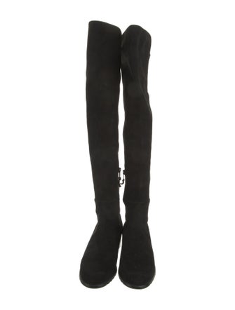 Stuart Weitzman Suede Leather Trim Embellishment Boots