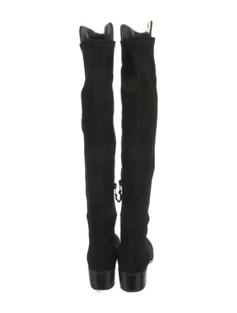 Stuart Weitzman Suede Leather Trim Embellishment Boots