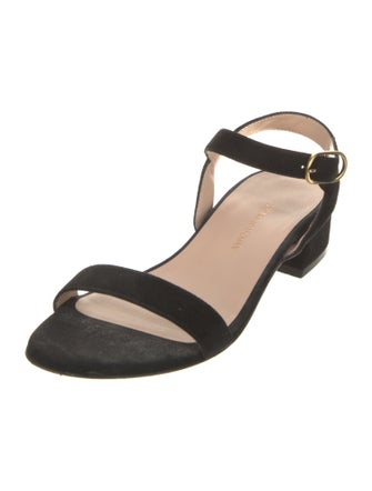 Stuart Weitzman Suede Leather Trim Embellishment Sandals