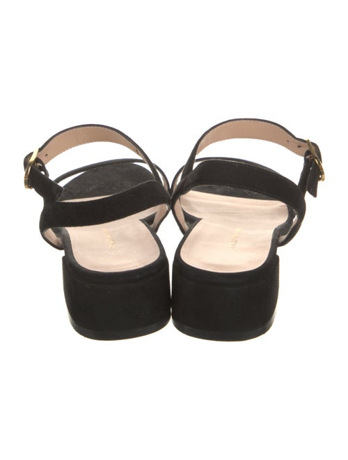 Stuart Weitzman Suede Leather Trim Embellishment Sandals