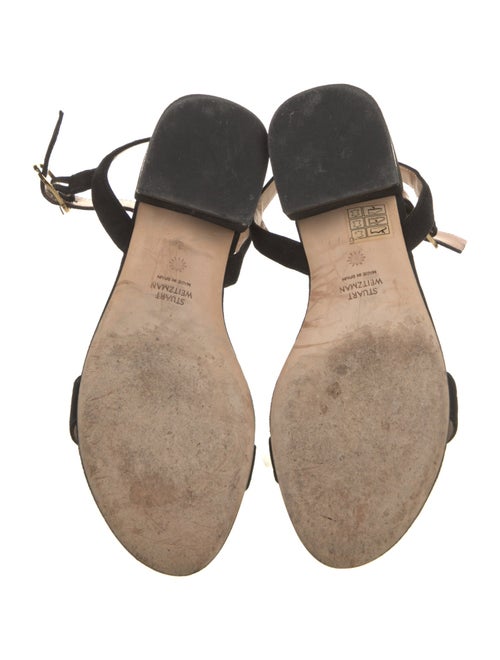 Stuart Weitzman Suede Leather Trim Embellishment Sandals