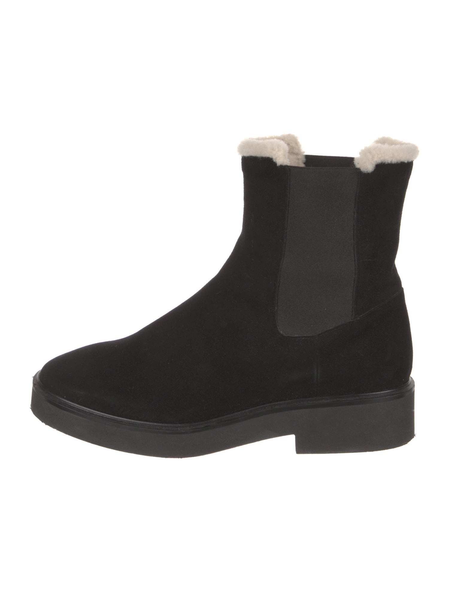 Stuart Weitzman Suede Fur Trim Chelsea Boots