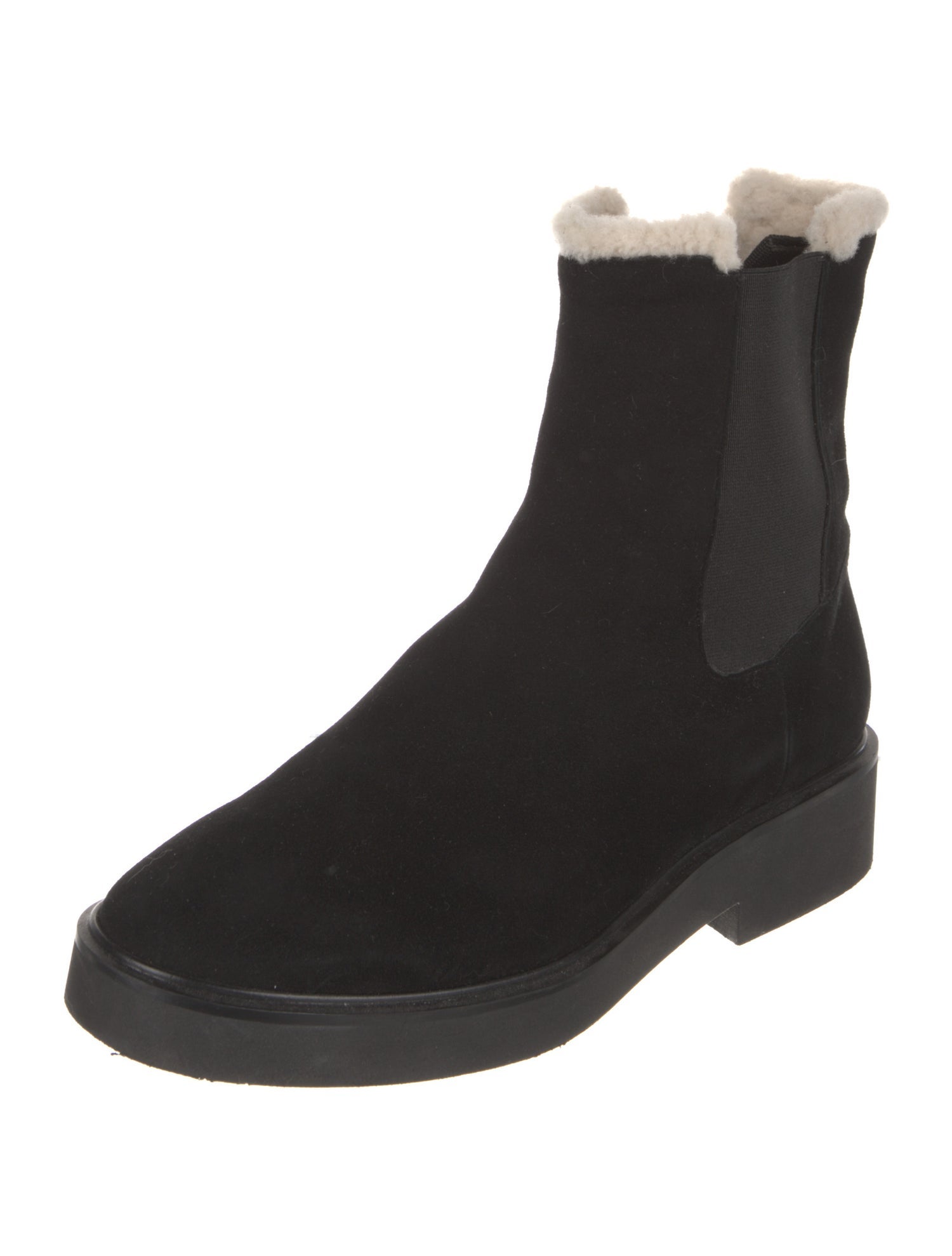 Stuart Weitzman Suede Fur Trim Chelsea Boots