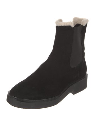 Stuart Weitzman Suede Fur Trim Chelsea Boots
