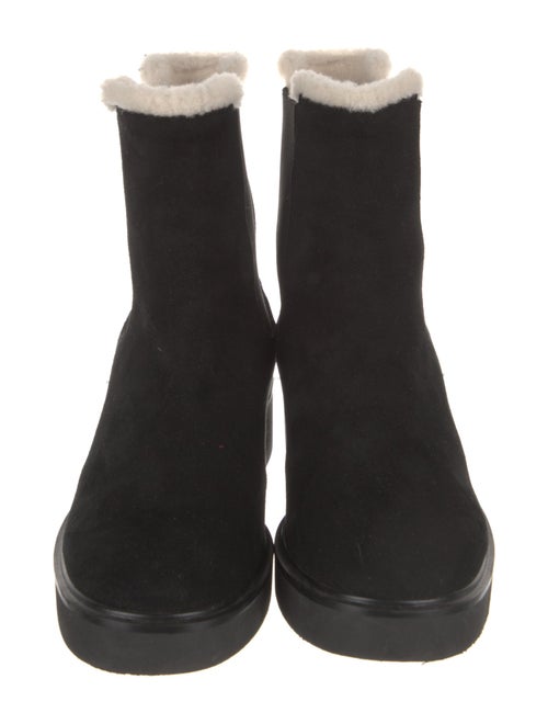 Stuart Weitzman Suede Fur Trim Chelsea Boots