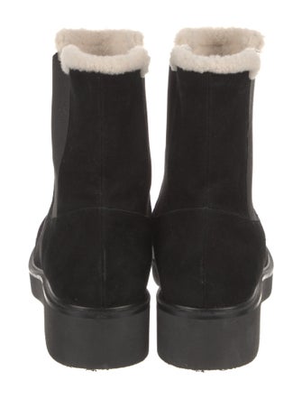 Stuart Weitzman Suede Fur Trim Chelsea Boots