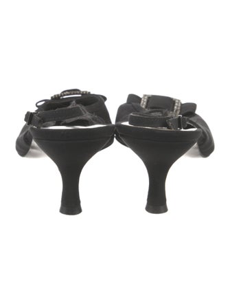 Stuart Weitzman Satin Crystal Embellishments Slingback Pumps