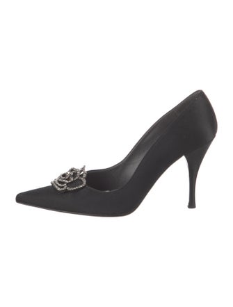 Stuart Weitzman Satin Crystal Embellishments Pumps