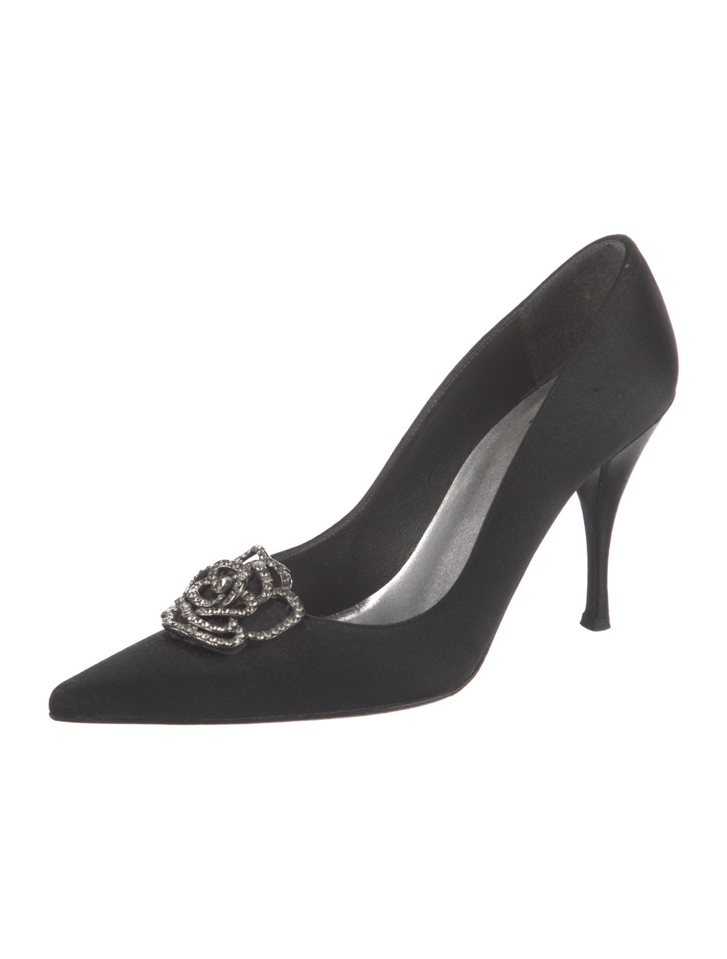 Stuart Weitzman Satin Crystal Embellishments Pumps
