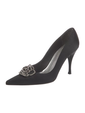 Stuart Weitzman Satin Crystal Embellishments Pumps