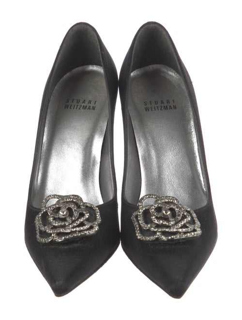Stuart Weitzman Satin Crystal Embellishments Pumps