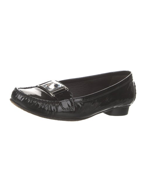 Stuart Weitzman Patent Leather Crystal Embellishments Loafers